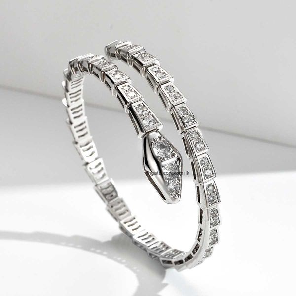 

designer luxury belgary brand bracelet fashion rose gold snake bracelet female adjustable full diamond silver bracelet gift for girlfriendxv, Black