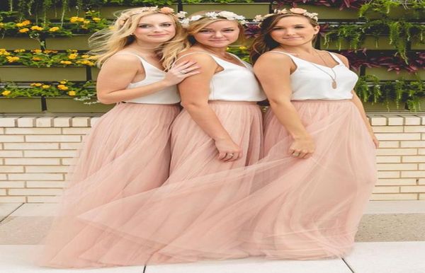 

2021 bridesmaid dresses tulle skirt blush prom dressesbridesmaid maxi skirt evening party gowns3774069, White;pink