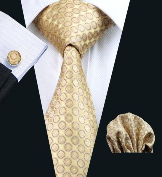 

yellow silk tie business work tie dot pattern hankerchief cufflinks mens set jacquard woven classic 85cm width n04866643929, Black;blue