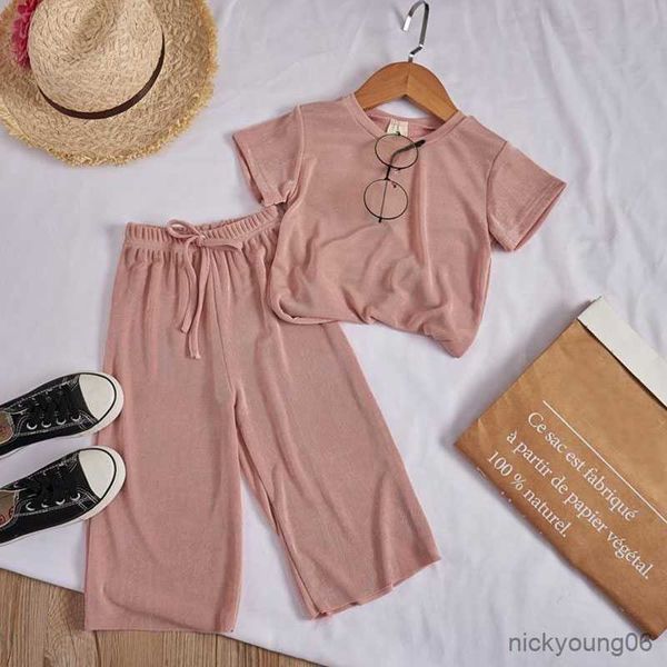 

clothing sets summer girls t-shirtandpants short sleeve children casual clothes suits outfit set girl 2pcs 2-7yrs, White