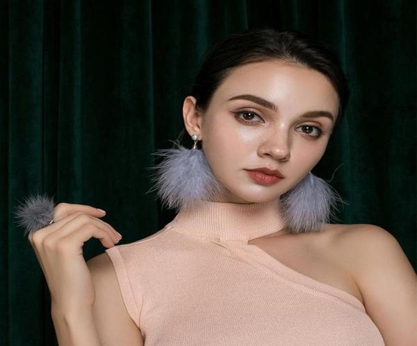 

fashion cute fur ball pompom long drop earrings for women soft ear dangle jewelry winter gift trinket statement brincos chandeli3279656, Silver