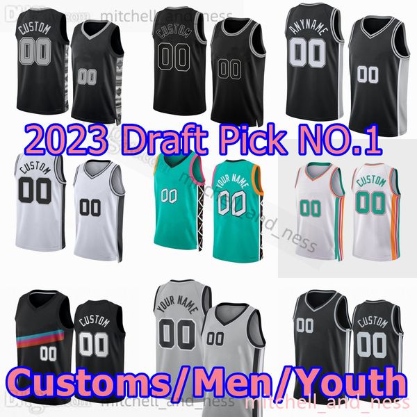

1 victor wembanyama jersey 2023 draft pick no.1 custom printed basketball jerseys 17 doug mcdermott 4 devonte' graham 24 devin vassell, Black;red