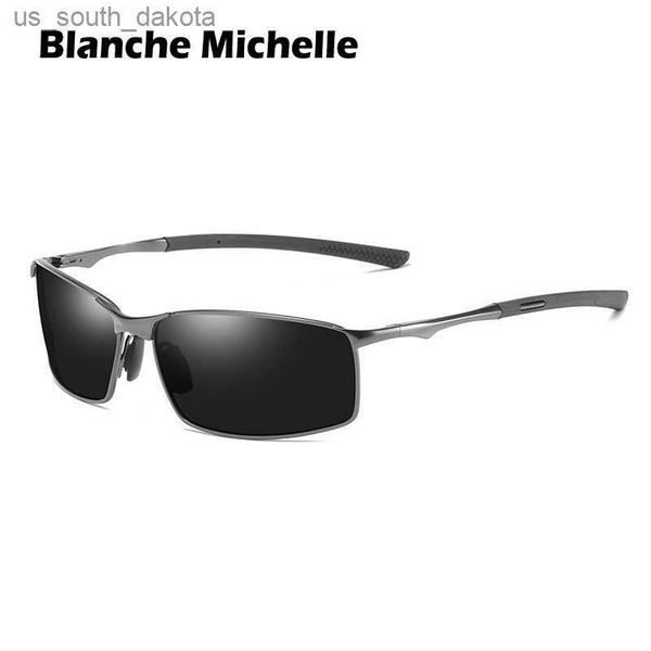 

2023 rectangular polarized sunglasses men vintage sun glasses alloy brand designer sunglass pchromic gafas l230523, White;black