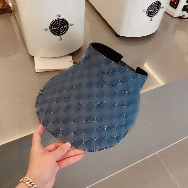 

2023 designer women visors hat letter printed anti uv denim folded round empty head women sun hats, Blue;gray