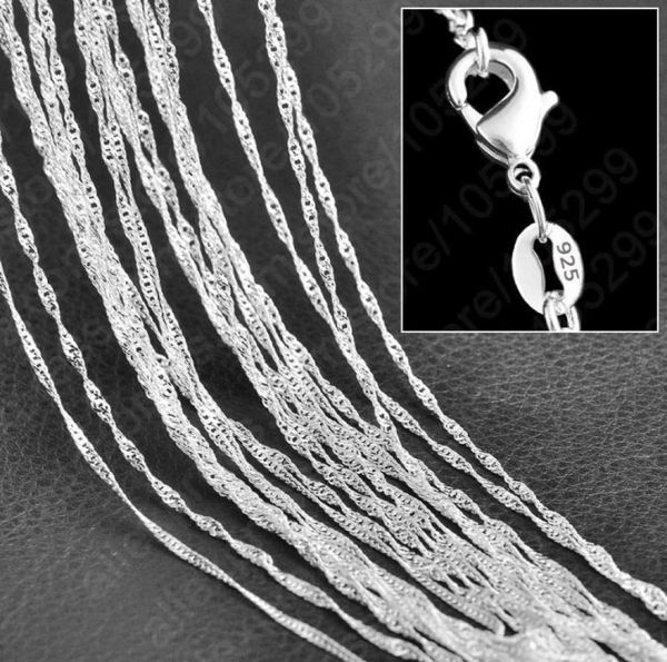 

wholepromotion s whole solid 925 sterling silver beautiful water wave necklace singapore chain with lobster clasps6530738
