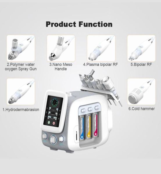

portable 6 in 1 multifunctional beauty equipment hydrodermabrasion h2o2 skin care aqua peeling hydra facial microdermabrasion sal4962309, Black;white