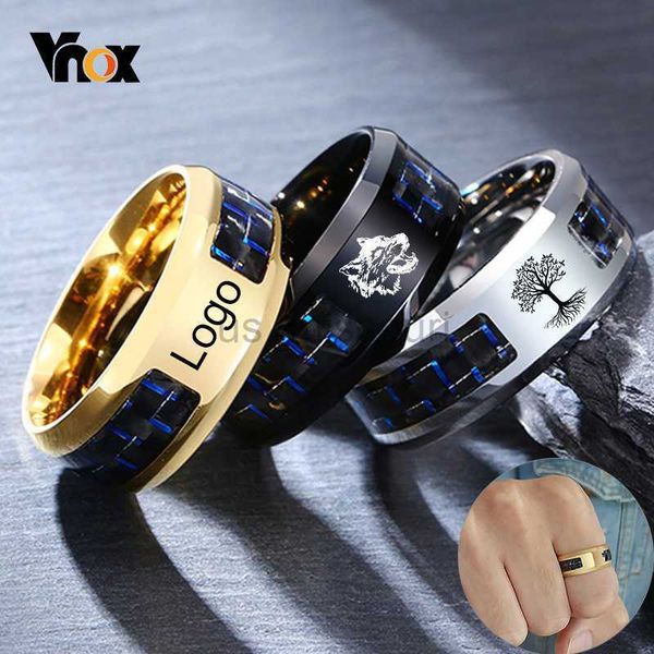 

band rings vnox customize 8mm men's ring carbon fiber wedding band personalized simple image meaningful gift to husband dad j230531, Silver