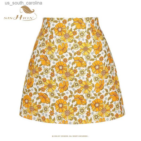 

sishion apricot retro floral print mini skirt ss0008 vestidos mujer a line vintage cotton short summer women skirts l230522, Black