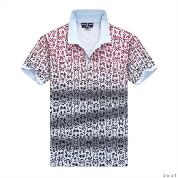 

men's skull cartoon rabbit psycho bunny polo shirts embroidery fashion brand casual short sleeve street wear business stand collar 2023, White;black