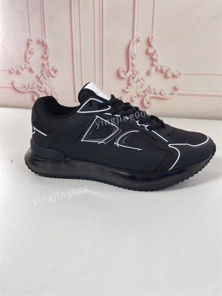 

men fashion designer sneaker casual shoes leather sneakers embroidered white shoes flat platform walking sports trainers, Black