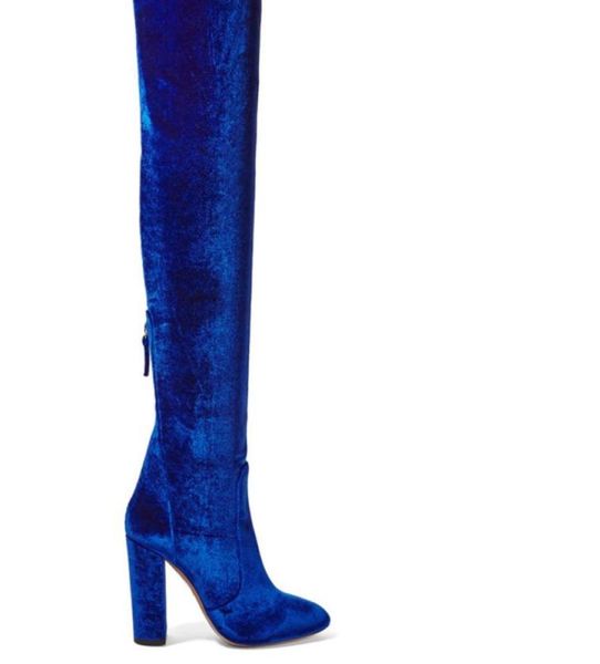 

2017 spring autumn winter summer platform high heels blue red velvet boots for woman over the knee high stretch boots long shoes8994967, Black