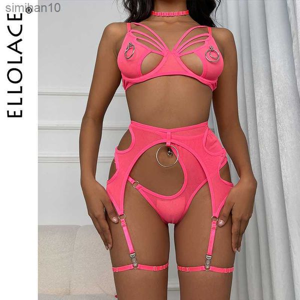 

briefs panties ellolace erotic lingerie with rings hollow female underwear uncensored 4-pieces garters intimate pornographyexotic sets l2305, Red;black