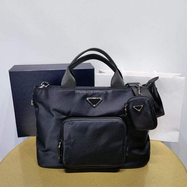 

10a quality designer re-nylon handbags totes large size 34cm cross body bag canvas fashionable and casual shoulder messenger purses saffiano, Black;red