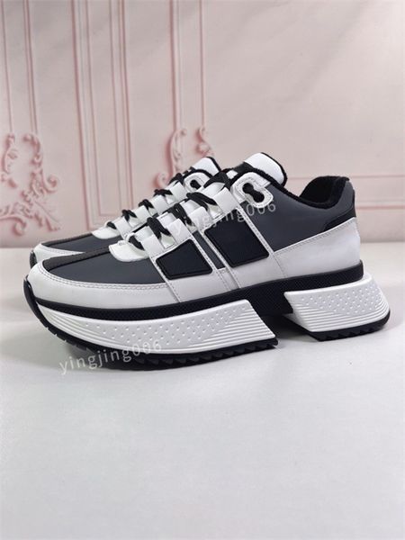

new men women designer sneaker casual shoes leather sneakers embroidered stripes white shoes flat platform walking sports trainers, Black
