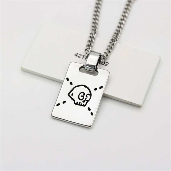 

2023 new designer jewelry bracelet necklace ring elf skull square tide used pendant, Silver
