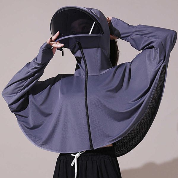 

clothes for women in summer 2023 new cycling uv protection breathable and cover ice silk sunscreen clothing, Black