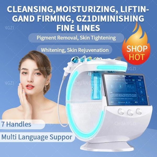 

epilator professional 7 in 1 ultrasonic multifunctional skin care cryotherapy microdermabrasion machine ice blue magic mirror skin analys