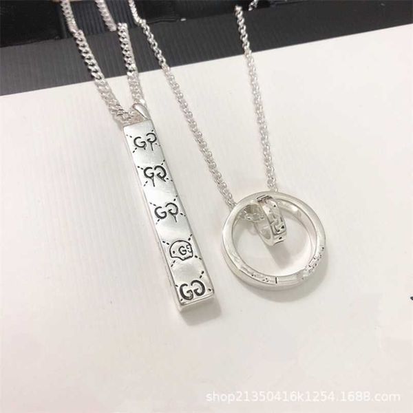 

20% off 2023 new designer jewelry bracelet necklace ancient size circle sterling transfer ring pendant men's women's clavicle chai, Silver