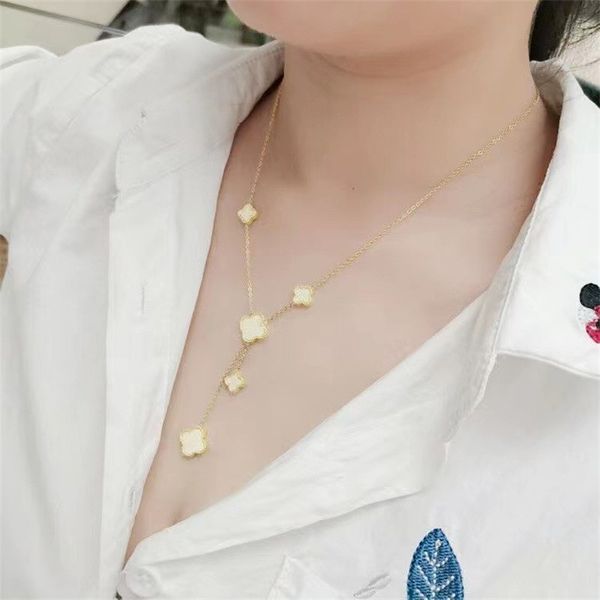 

18k gold plated five/flower brand desinger necklace 4/four leaf clover necklaces agate shell mother-of-pearl for mother's day jewelry w, Silver