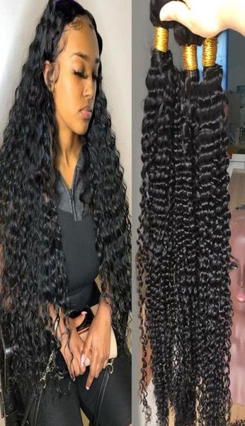 

selling brazilian deep wave hair 134 bundles deep curly hair weaves 830 inch natural human hair85161032652105, Black