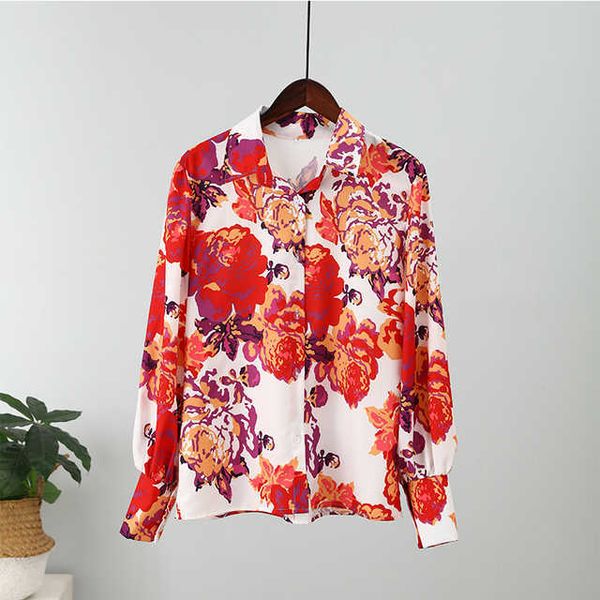 

elegant ootn female casual vintage office ladies clothing single breasted lantern sleeve blouses spring print women's shirt mao, White