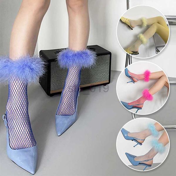 

socks feather calf socks women' lei silk socks cute and fluffy knee socks women' poached socks fish net socks dress accessories, Red;black