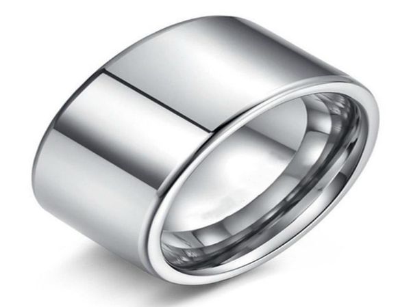 

simple 10mm wide large titanium steel face ring for men super wide silver color men039s big finger rings wedding jewelry1251451