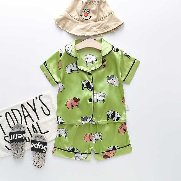 

dgog blet pajamas kids pajamas set silk pajamas boys girls cartoon print pyjamas short sleeve blouse shorts underwear children sleepwear su, Blue;red