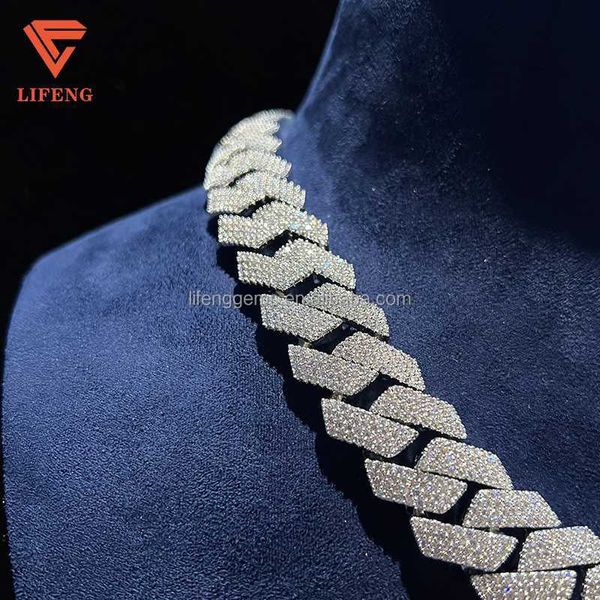 

hip-hop men's chain 925 sterling silver gold plated moissanite diamond 18 mm 20 inches chain necklace cuban chain