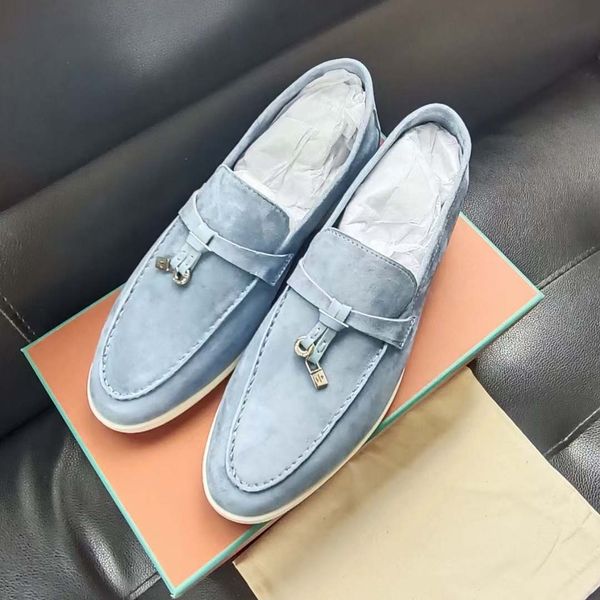 

lp leather loafers men shoes designer women casual dress shoe chamois leather flat shoes simple and comfortable big size 35-46 08, Black