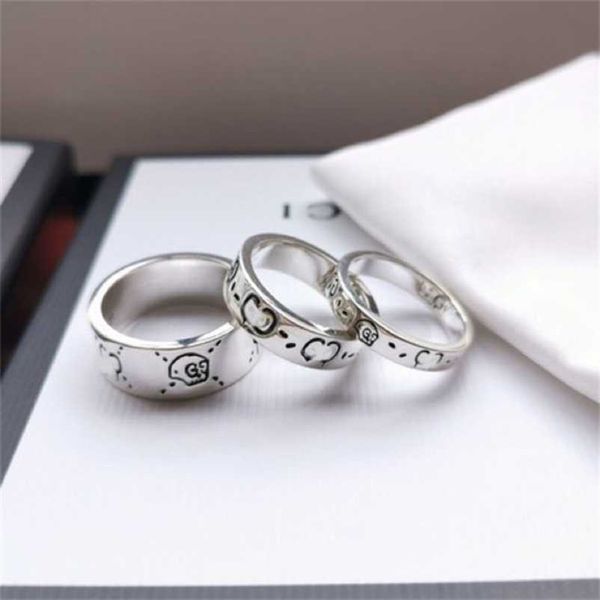 

designer jewelry bracelet necklace elf original scan skull personality trend couple pair 9mm ring high quality, Silver