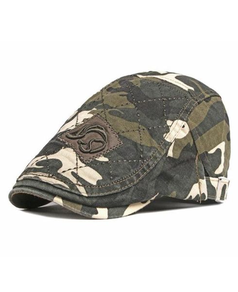 

ldslyjr cotton spring autumn fashion joker camouflage print newsboy caps flat peaked cap men and women painter beret hats 609457401, Blue;gray