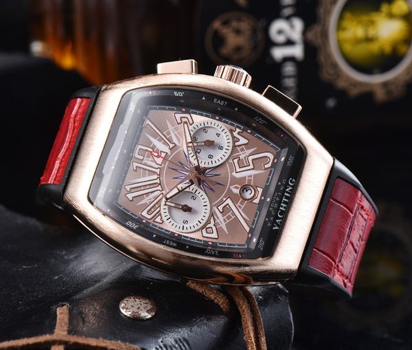 

2023 new watch men's leisure diamond watches gold steel leather quartz wristwatch strap male relogio masculino fra18, Slivery;brown