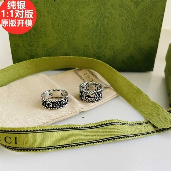 

designer jewelry bracelet necklace flower daisy old piping men's women's same pair ring high quality, Silver