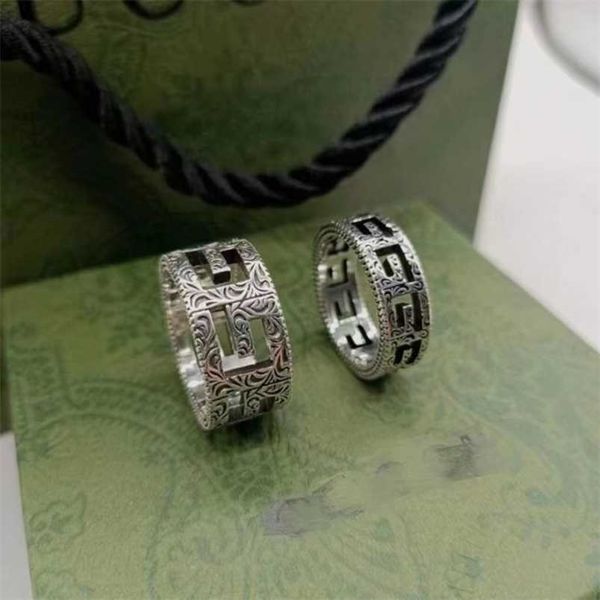 

2023 new designer jewelry bracelet necklace ring hollow square rin couple pattern, Silver