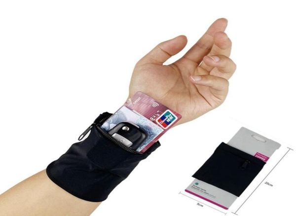 

sports wristband bag zipper workout wallet gym wrist bag breathable pocket sweatband wrist pounch for running cycling storage8223882, Black;red