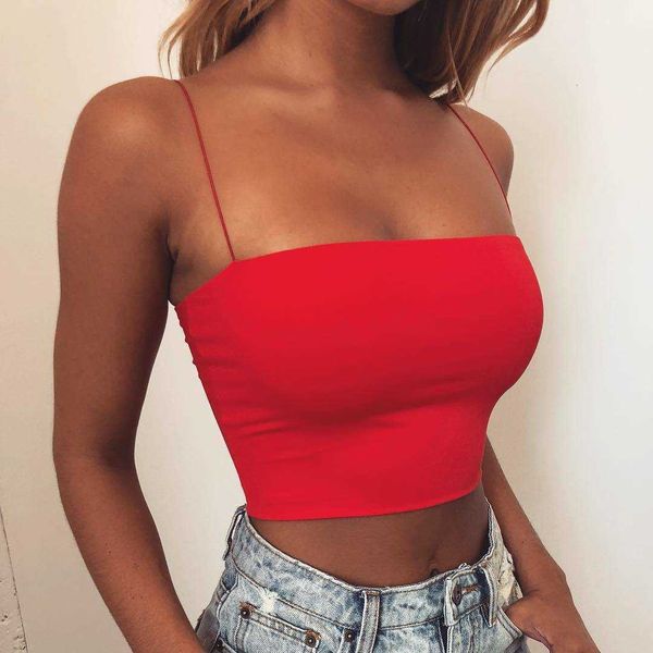 

women's undershirt summer new thin straps wrapped chest backless slim show body solid color variety, White