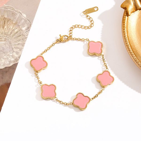 

brand designer bracelet clover bracelet high-quality classic 4/four leaf clover charm bracelets bangle chain 18k gold agate shell women&girl, Black
