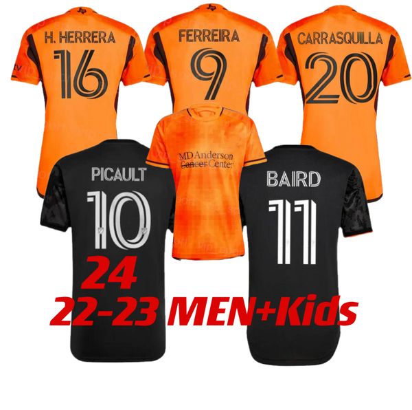 

23/24 player fans version houston 22 2023 2024 dynamo fc soccer jerseys bassi h.herrera carrasquilla baird ferreira franco steres mls footba, Black