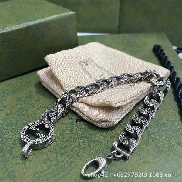 

2023 new designer jewelry bracelet necklace ring ancient twist made old engraving couple pattern bracelet tide card men women, Black