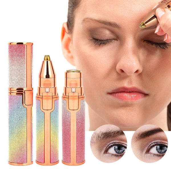 

epilator portable 2 in 1 electric epilator eyebrow trimmer female body facial lipstick shape hair removal women painless razor shaver