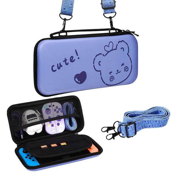 

organizer portable case compatible with nintendo switch oled/switch accessories storage bag with adjustable shoulder strap