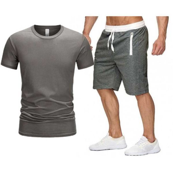 

brand designer luxury mens tracksuits summer tshirt shorts basketball sportswear fashion casual sets short sleeve running jogging quality pl, Gray