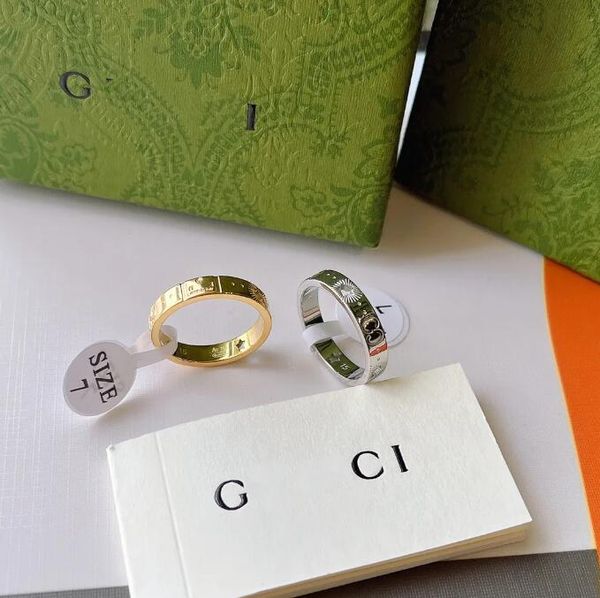 

women's ring fashion designer jewelry men's ring couple ring engagement jewelry luxury classic letter 2-color fit fade resistant h, Silver