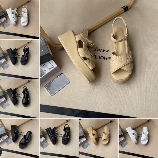 

2023 women designer sandals casual sandale womens wedges slide slippers summer fashion sandal outdoor lady beach shoes size 35-40, Black