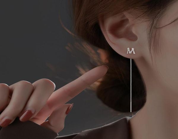 

letters earrings line for women temperament light luxury tassel drop earrings letters az simple jewelry gifts 2pcs7408651, Silver
