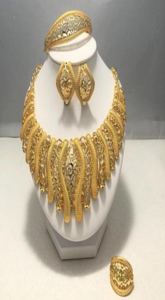 

earrings necklace luxury dubai jewelry sets for women gold color ethiopian pendant necklaces middle eastern arab african wedding8305562, Silver