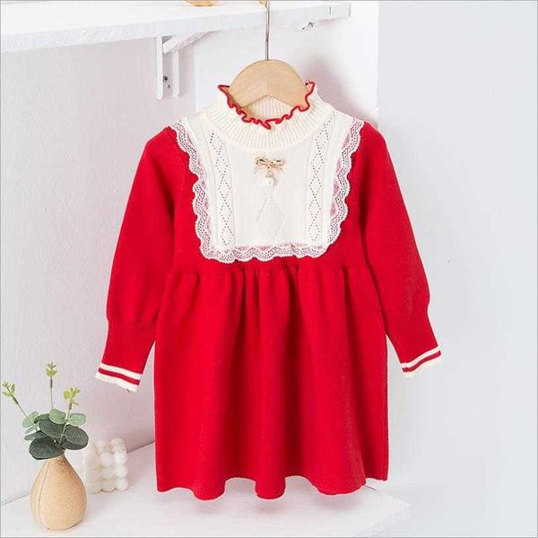 

girl's dresses kids girls dress knitted shirts autumn christmas dresses for girl clothes 7 years clothes princess winter sweater knitw, Red;yellow
