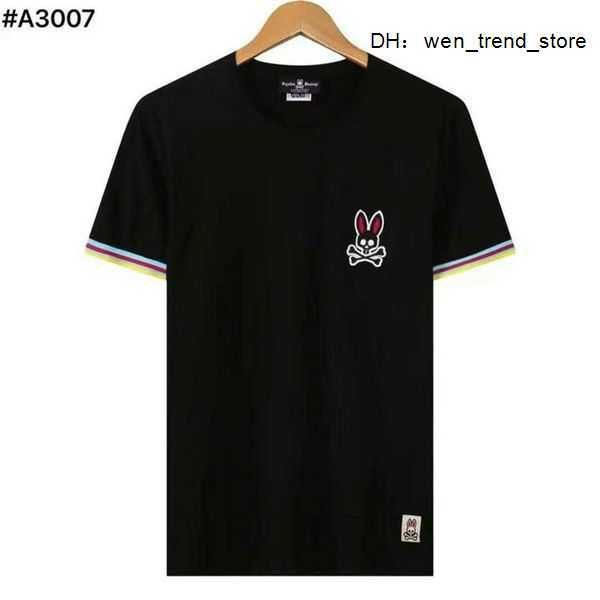 

men's psycho bunny short t-shirt colorful skull rabbit round neck european and american street fashion couple t 1 geon, White;black