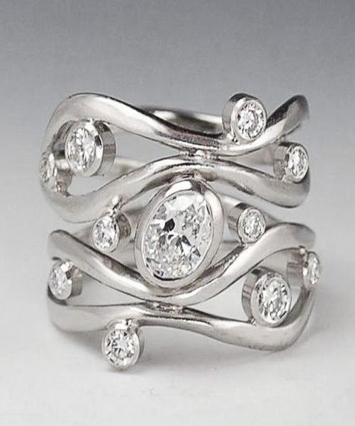 

cao shi039s creative women039s geometric curve zircon ring copper plated platinum headdress b7557207883678, Golden;silver